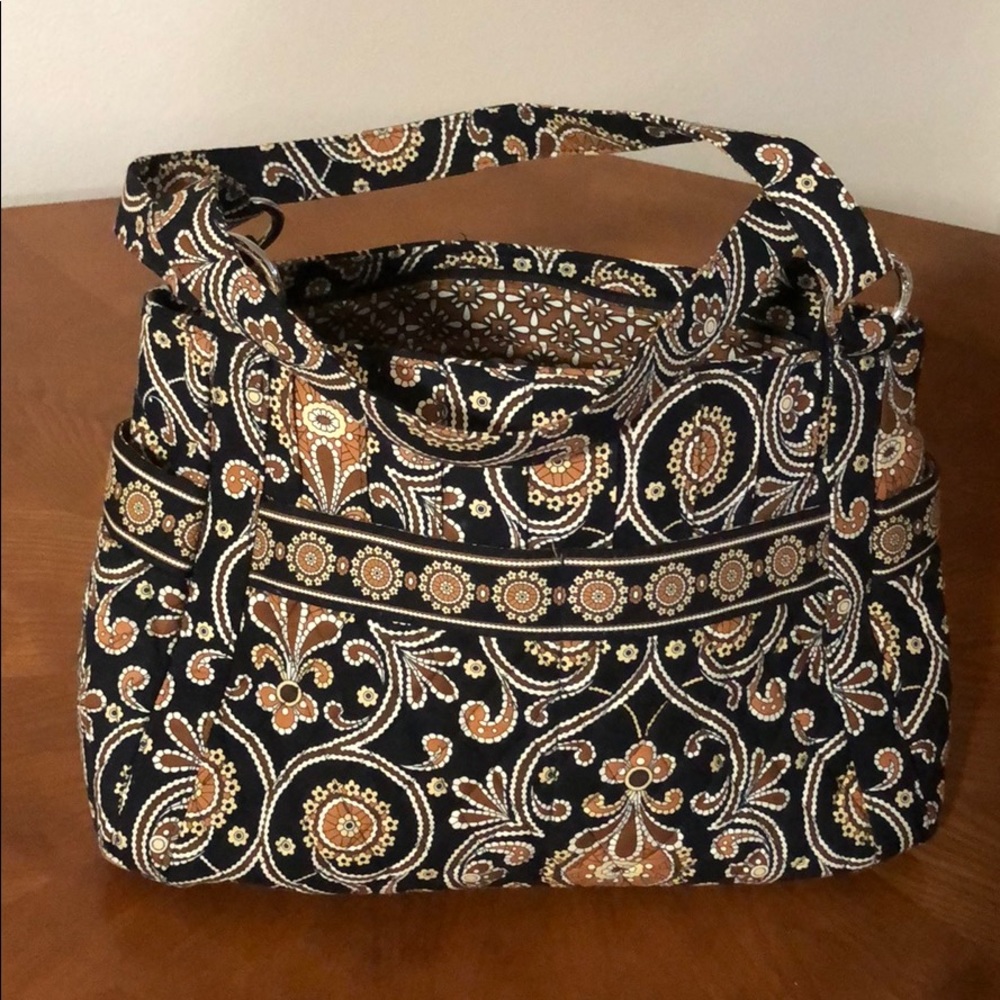 Vera Bradley Shoulder Bag Brown Black O Ring New